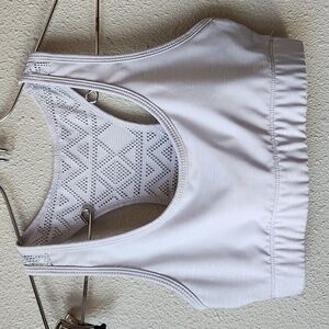 Zyia Active Textured Light Gray Off White Bomber Mesh Back Sports Bra Size XS